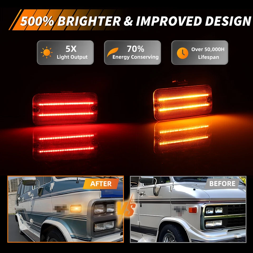 4X Luz de señalización lateral LED ámbar y roja para camioneta 85-95 Chevy G10 G20 GMC G1500 G2500 Foto 2 de 4