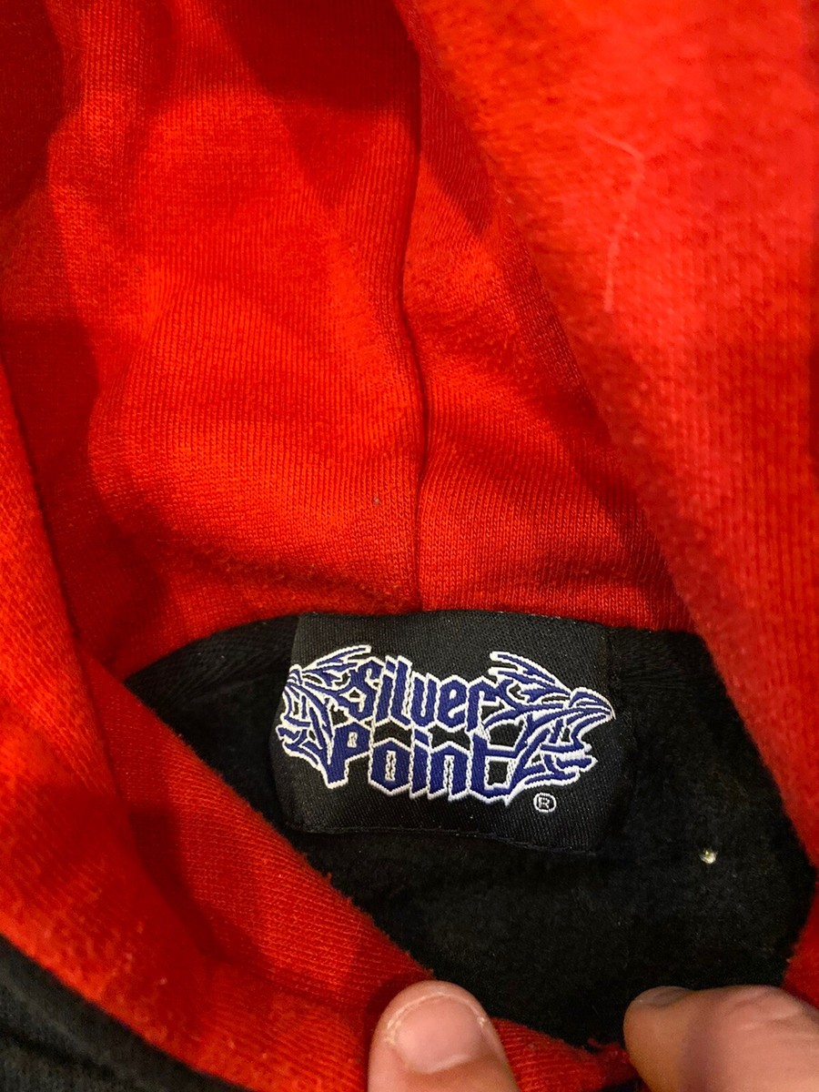 Sweat à Capuche Vintage Silver Point Flammes Et étoiles - Taille M Unisexe - Occasion Très Bon état