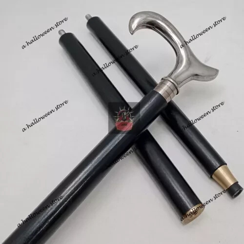 Bastone bastone bastone da passeggio legno antico nero manico derby ottone vittoriano vintage regalo - Foto 1 di 5