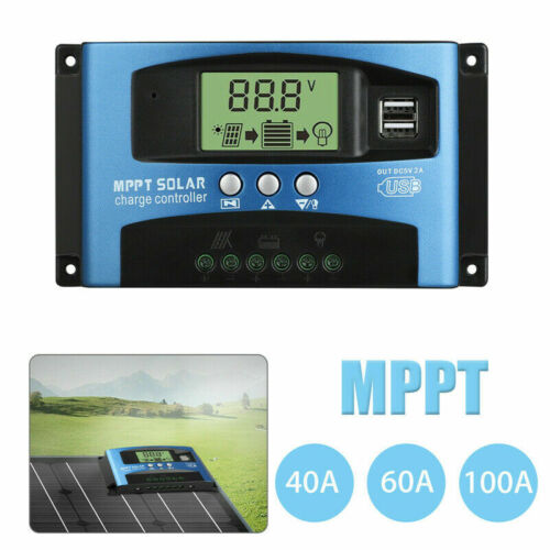 60A MPPT PWM Solar Panel Battery Regulator Charge Controller Dual USB 12/24V - Afbeelding 1 van 8
