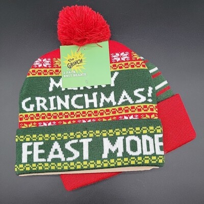The Grinch Pack Knit Beanies Hats Merry Grinchmas Feast Mode Seuss 