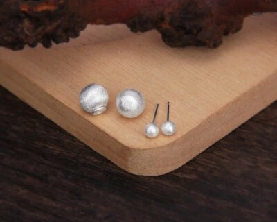 A27 Ohrring gebürstete Kugel 7,7 mm Sterling Silber 925 - Bild 1 von 2