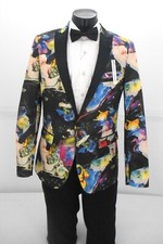 Paisley  Gray Floral Slim Fit Sport Coat, Blazer, Tuxedo Jacket 149.00 40R