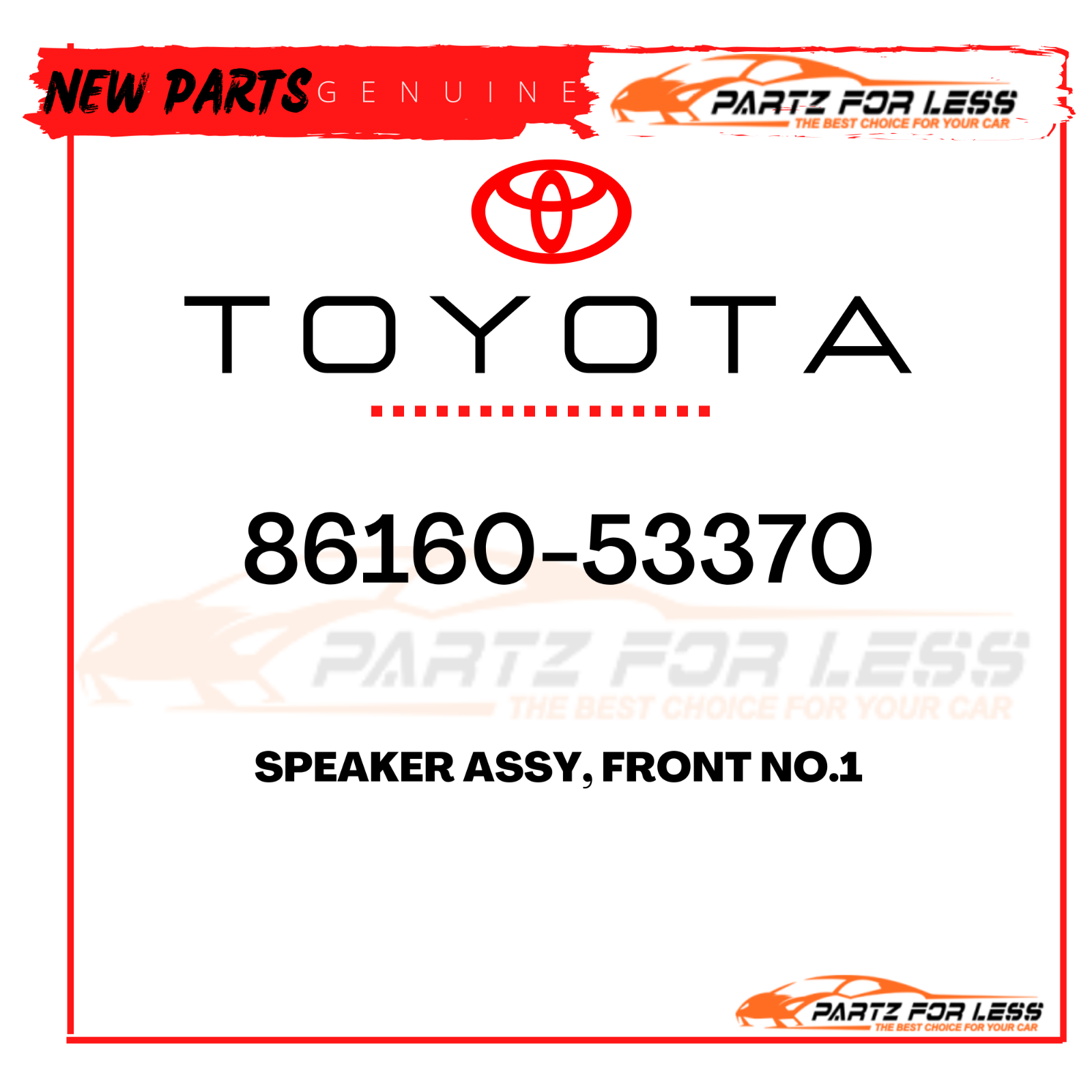 86160-53370 TOYOTA GENUINE SPEAKER ASSY, RADIO 8616053370 NEW OEM