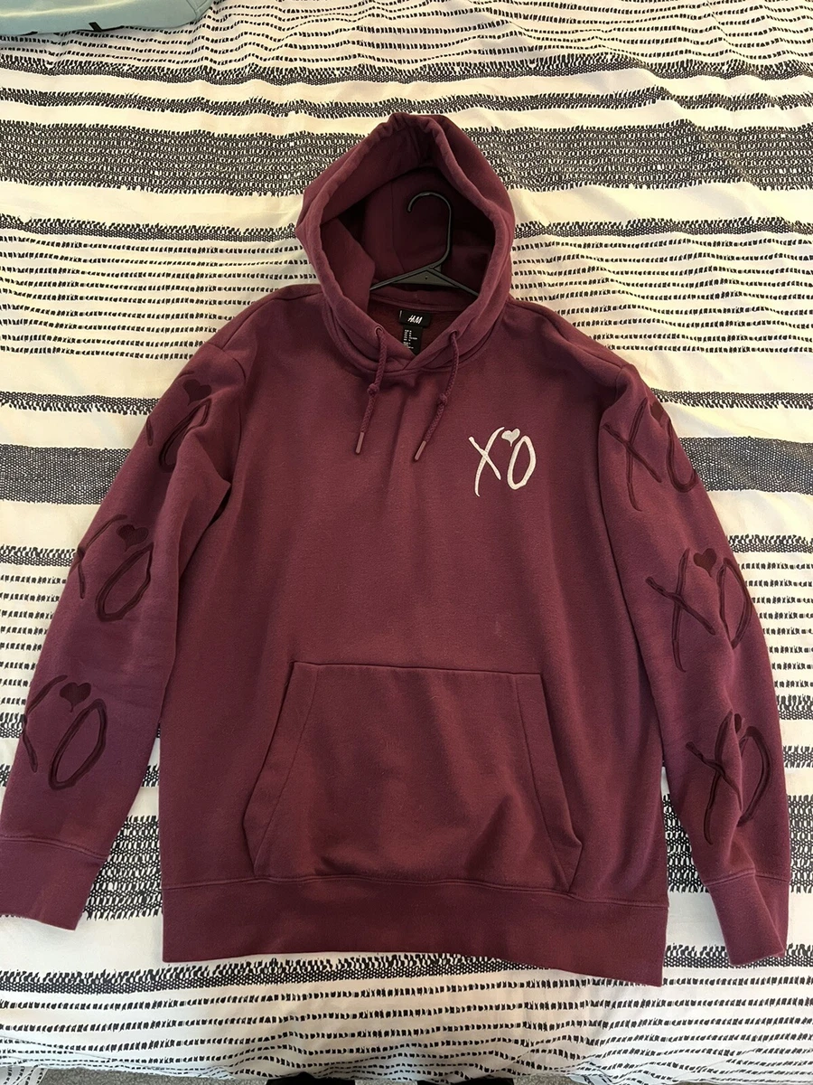 Hu0026amp;M x The Weeknd XO Hoodie Sz M Maroon Burgundy Embroidered Men's 2017  | eBay