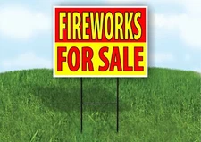 FIREWORKS FOR SALE RED YELLOW Plastic Yard Sign ROAD SIGN with Stand