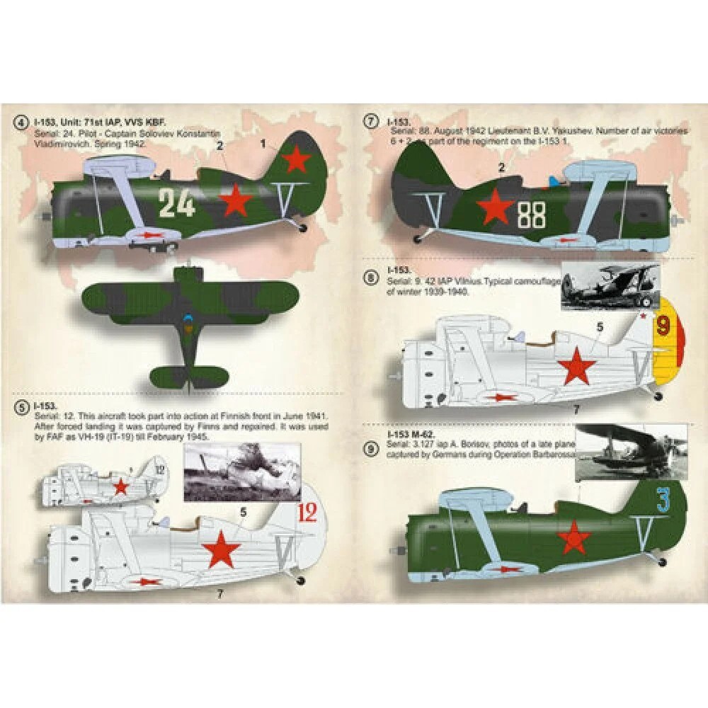 Print Scale 32-025 Decal airplane 1:32 Polikarpov I-153 Chaika Part 1 - 1,5 leaf
