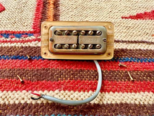 Vintage 1960's Gretsch Gold Filtertron Guitar Pickup w/Pickup Ring Filter'tron