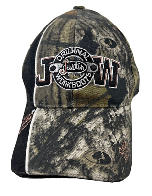 Vintage Justin Boots Camo Hunter Trucker Strap Back Hat Cap