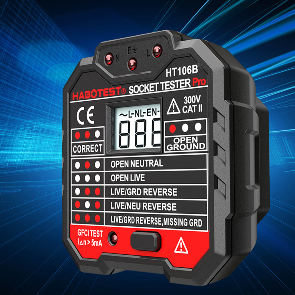 Digital display outlet socket tester rcd test receptacle detector