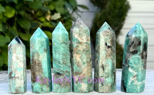 Wholesale Lot 1 Lb Natural Amazonite W Smoky Quartz Obelisk Tower Point Crystal - 第 2/6 張圖片