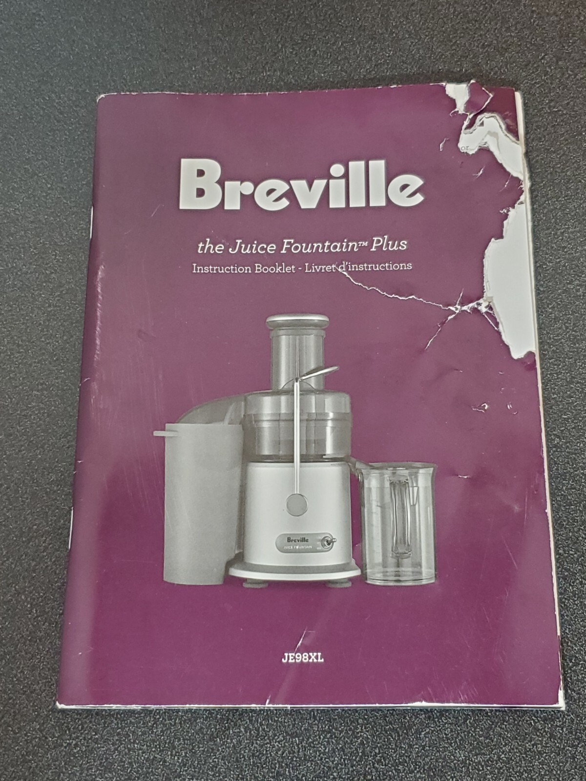 Breville Juice Fountain Juicer JE98XL Manual Recipes Instruction