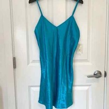 NWT Cinema Etoile Blue Teal Satin Slip Dress M