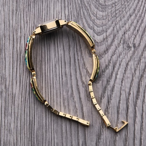 Vintage Women's Gold Plated Cocktail Watch. Small watch enamel ceramics CHAIKA - Picture 9 of 10