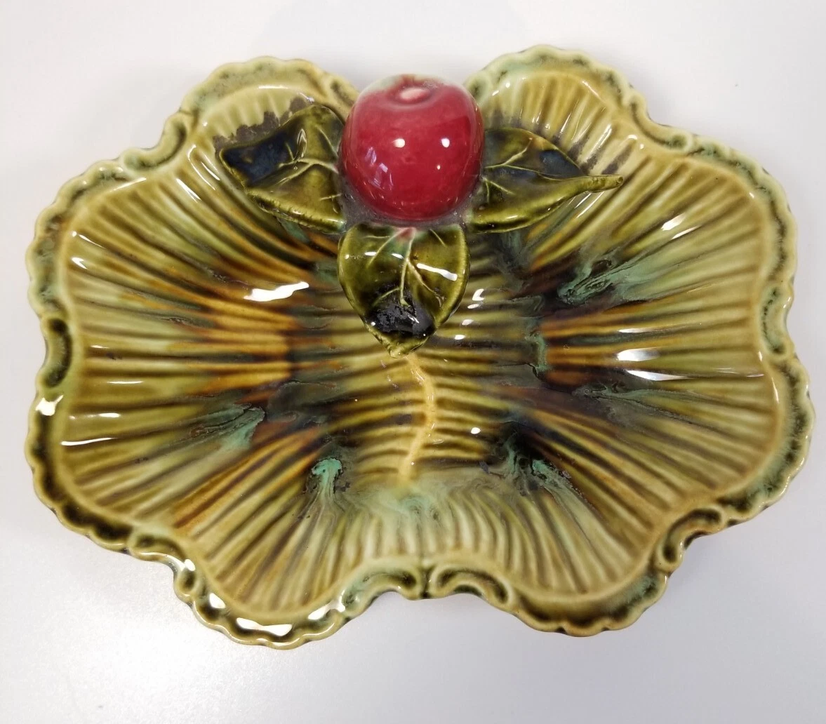 MCM Vintage MAURICE California Pottery AP 513 Green Leaf W Fruit Divided  Dish | eBay