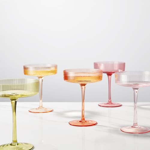 Pastels Colored Vintage Art Deco Coupe Glasses - Martini, Cocktail & Champagne - Picture 7 of 8