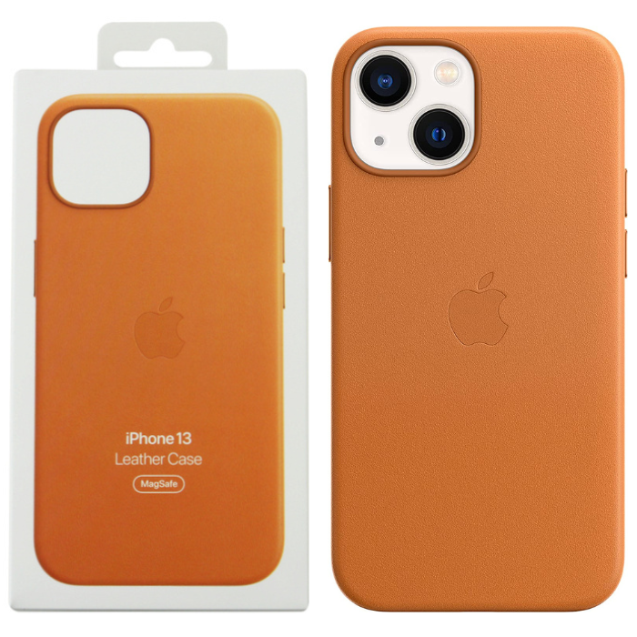 Genuine Apple Leather Case MagSafe iPhone 13 Mini / Pro Max Golden