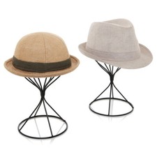 Modern Metal Hat Stands, Tabletop Decorative Wig Holders, Set of 2, Black