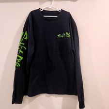 Salt Life Fishing Long Sleeve Graphic T-Shirt Kids Size Small Navy Blue Lime