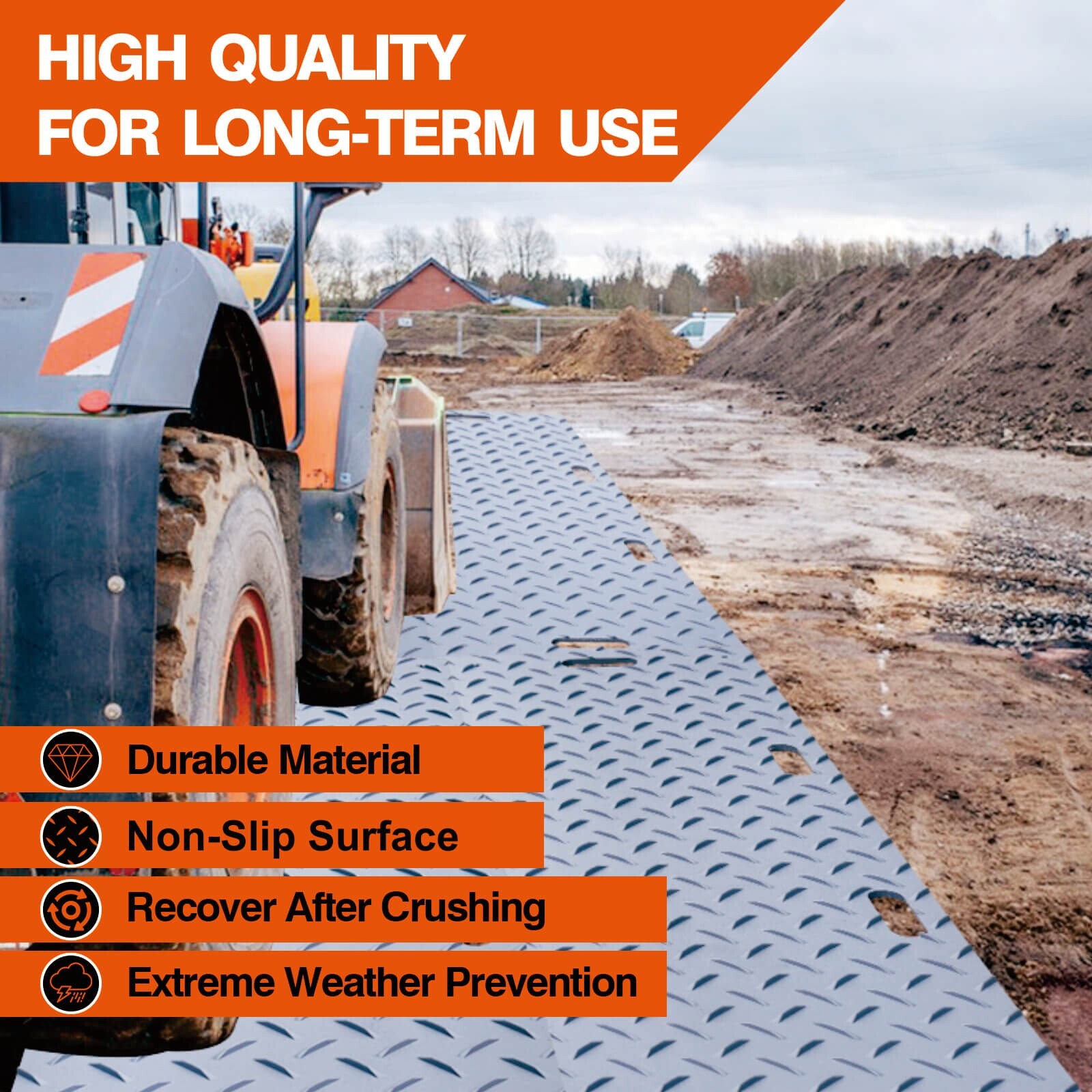 Heavy Duty Ground Protection Mats for Equipment Vehicles Lawn/Driveway/Worksite