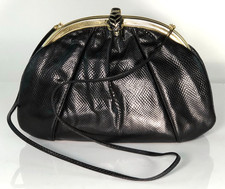Borsa da sera Judith Leiber in pelle di serpente nera con chiusura a pantera