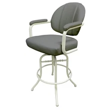 Tobias Designs 30" Vinyl Swivel Tilt Bar Stool in Gray and White