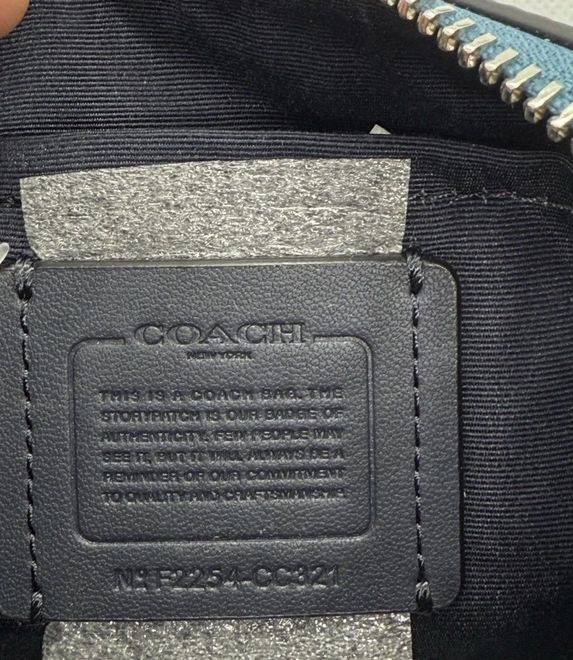 Bolso de Hombro COACH CC321Teri Cuero Corredor Azul HALLAZGO RARO Foto 3 de 4