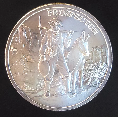 Prospector Miner Provident Mint Donkey Compass Bullion-999 Silver 1 Oz Art Coin