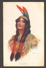 1907 POCAHONTAS Native American Indian Maiden Unused Postcard Post Card Vintage