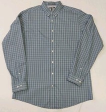 Mens Eddie Bauer Large Tall Blue Plaid Long Sleeve Button-Down Shirt M10