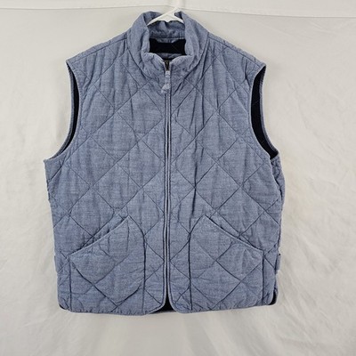 J. Crew  Quilted Walker Vest Jacket Mens Light Blue Full Zip Cotton Outerwear XL