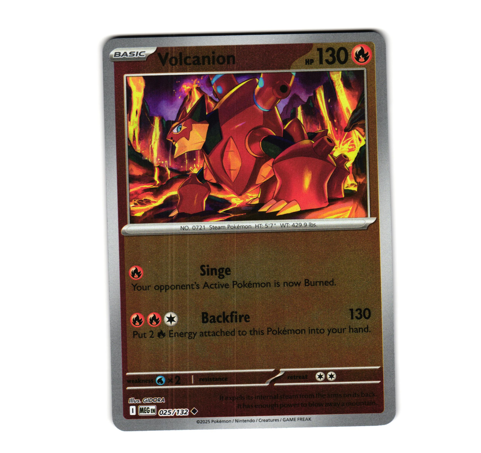 Pokemon Volcanion 025/132 ME01 Mega Evolution Reverse Holo [NM]