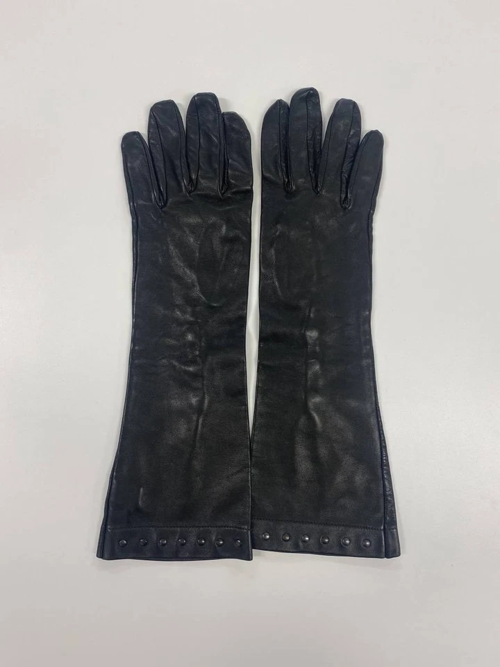 Guantes Largos BOTTEGA VENETA Cuero Genuino Negros Talla 65 Hechos en Italia Auténticos Foto 2 de 4