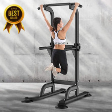 Power Tower Dip Station Pull Up Bar Adjustable Height Home Gym Workout Station