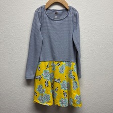 Tea Collection Girls Dress Size 7 Blue Striped Floral Print Long Sleeve