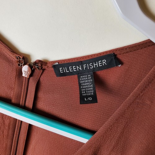 Eileen Fisher Jumpsuit Terracotta Rose Wide Leg Cropped Drawstring Size large - Picture 8 of 8