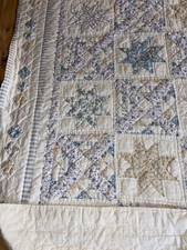 Vintage Quilt 112 x 113 Hand Quilted Oversized King Star Patchwork Bedding