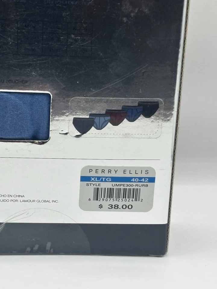 Calzoncillos elásticos de algodón Perry Ellis para hombre 5 X-grandes (40-42) azules/rojos/negros nuevos en caja Foto 3 de 4