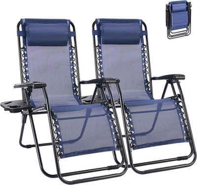 Zero Gravity Chair Set of 2, Lounge Chair Folding Portable Adjustable Camping Re