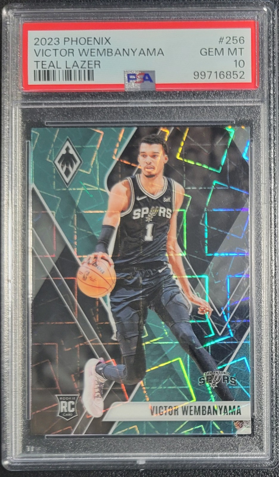 2023-24 Panini Phoenix - Victor Wembanyama #256 Teal Lazer Phoenix (RC) PSA 10