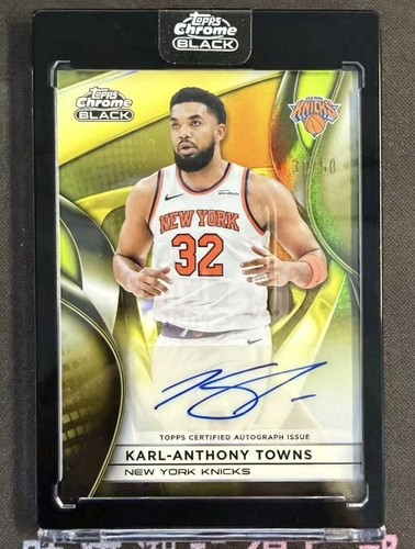 2025-26 Topps Chrome Black Karl-Anthony Towns Gold Refractor Auto /50 Knicks