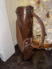 Vintage MacGregor Leather 14 Way Tan Golf Bag With Rain Cover