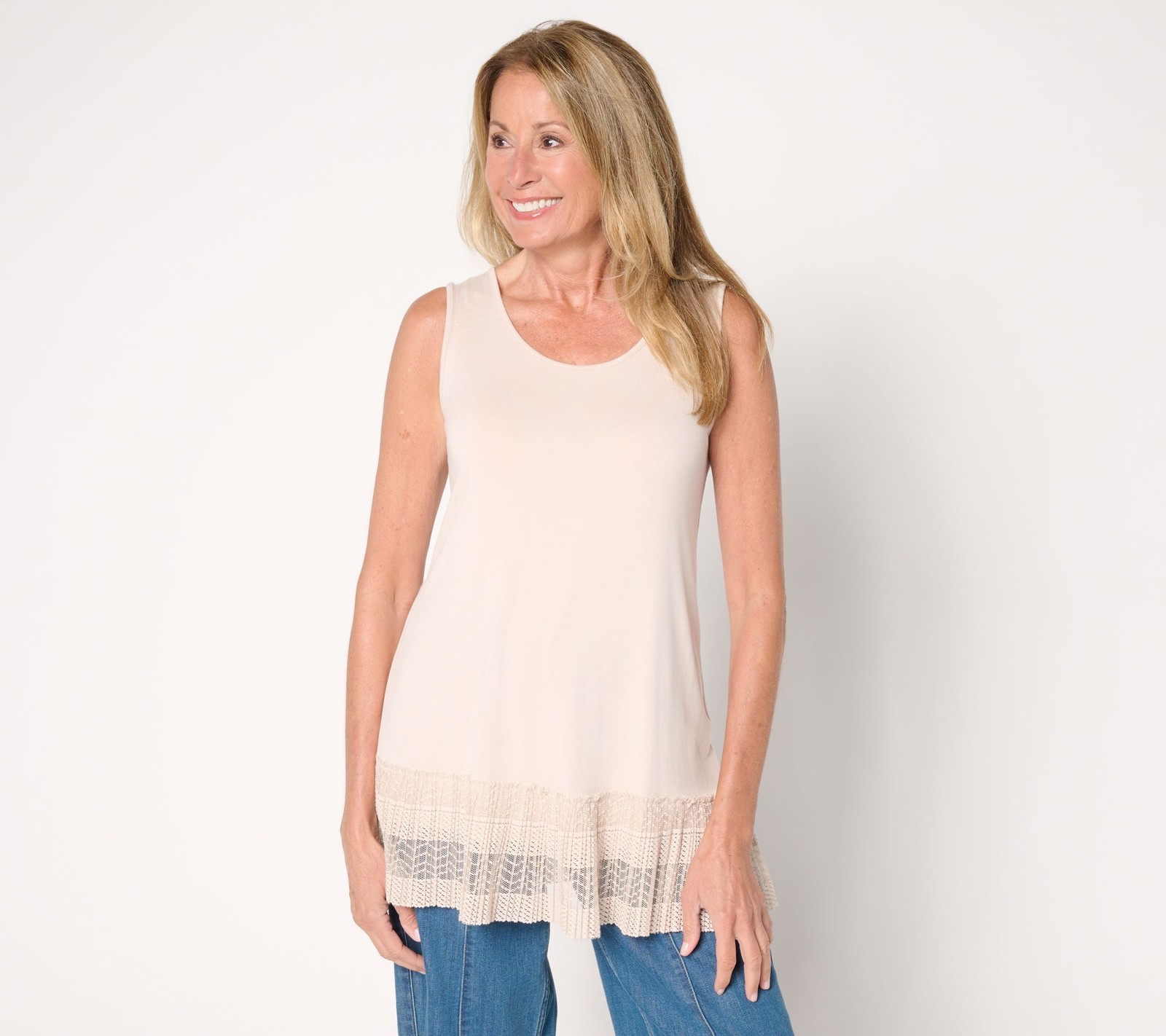 Gymwrap Women's Top Sz L Tank Broomstick Hem White A702798