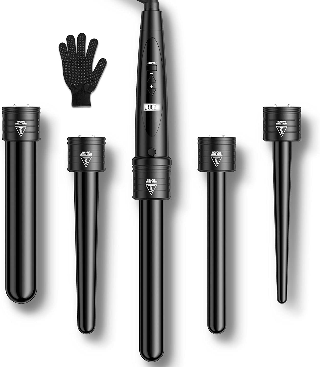 Set Modellatore Capelli 5 in 1 LCD | Ferro Arricciacapelli Ceramica Onde