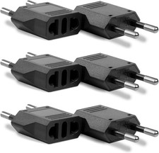 6 Pack US to European Travel Plug Adapter- Type C Travel Adapter Europe, Europea