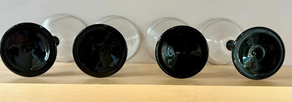 Juego de 4 vasos vintage Luminarc de cristal de dominó con tallo negro Martini de 4 OZ  Foto 4 de 4