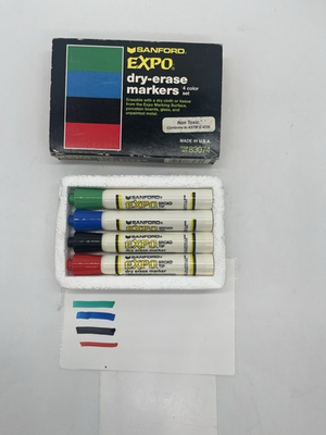 #ad Vintage Expo Dry Erase Sanford Markers Set Chisel Tip 83074 USA 4 Color Set $34.95