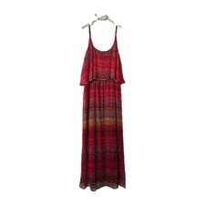Women’s Faded Glory Multi Colored Tiered Boho Maxi Dress, Size L 12-14