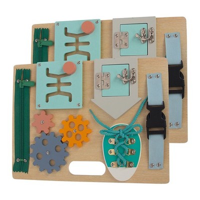 Playtastic 2er-Set Holz Beschäftigungstafel, 6 verschiedene Aktivitäten, Motorik