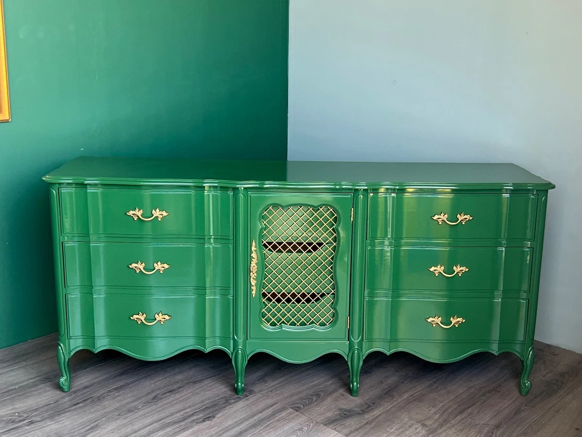 antique green dresser Post - 1950 Time Period Manufactured Dressers & Chests of Drawers for sale dark sage green dresser